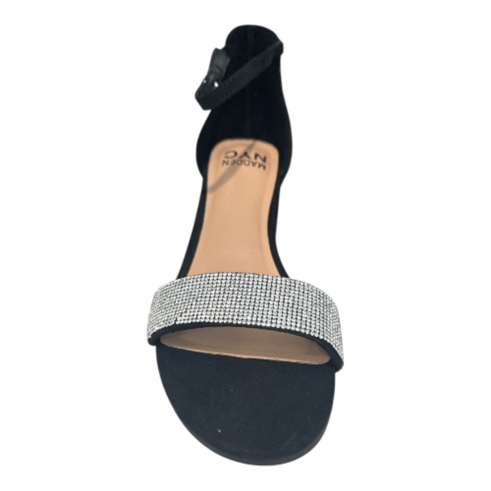 Madden NYC Rhinestone Block Heel Sandals Open Toe Ankle Strap Sparkly Comfort - Picture 4 of 5